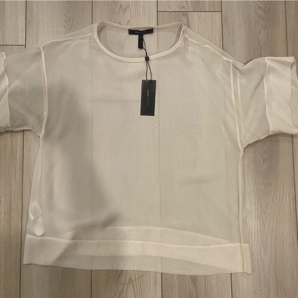 BCBGMaxAzria Cream Sheer Blouse